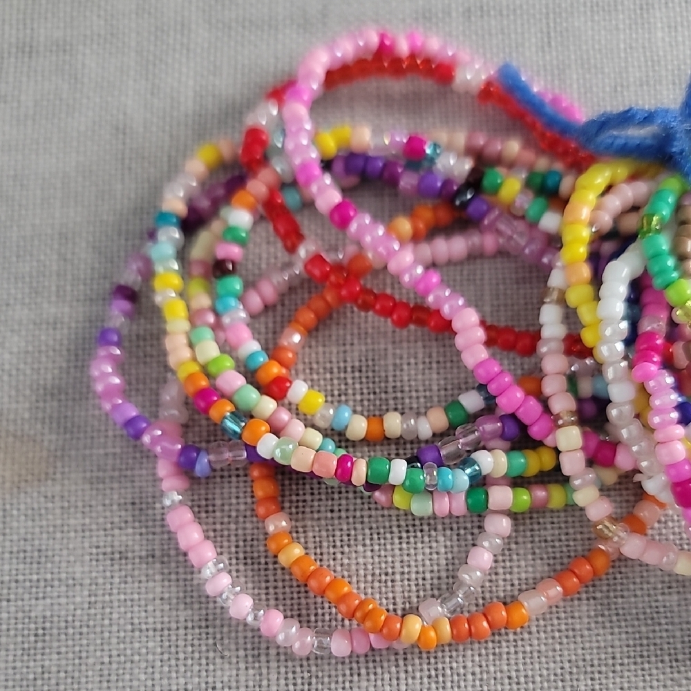 Handmade Multicolor Seed Bead Stackable Bracelet Set - Picture 3 of 4
